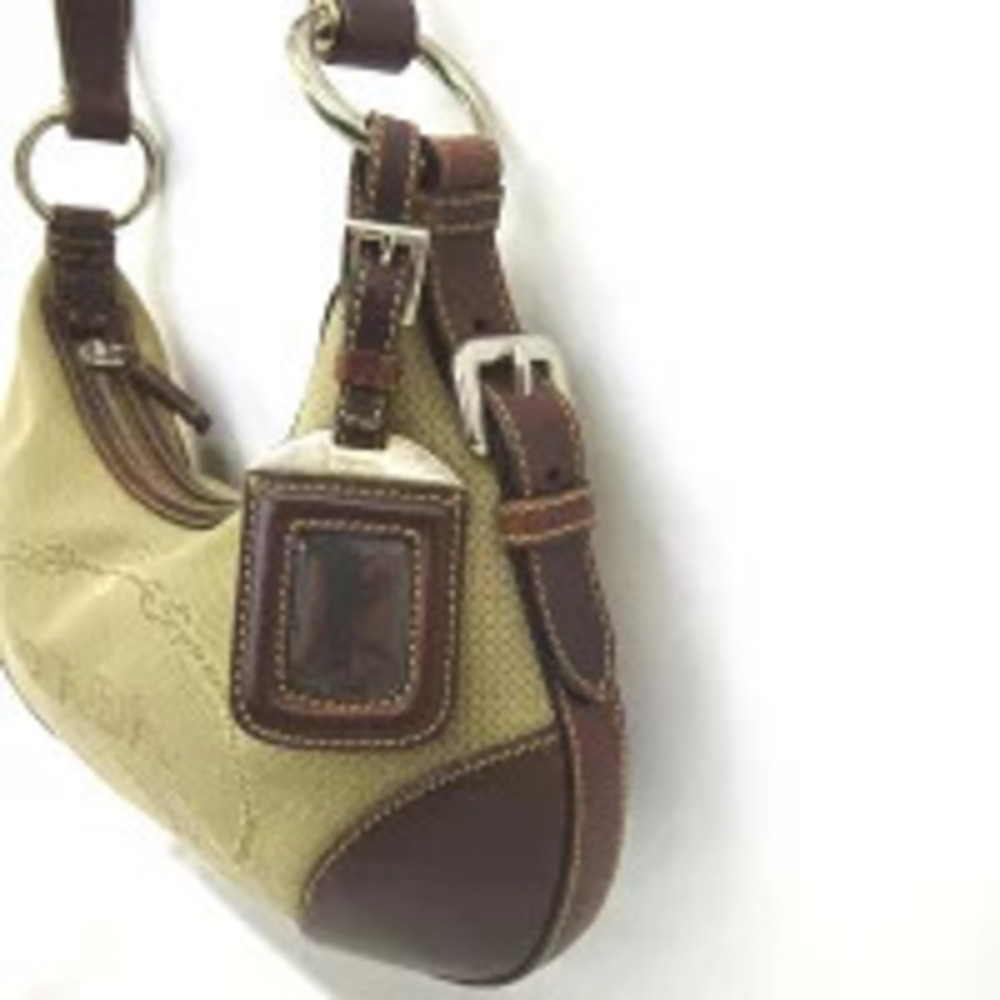 Prada Jacquard Brown Bag Shoulder Logo Beige